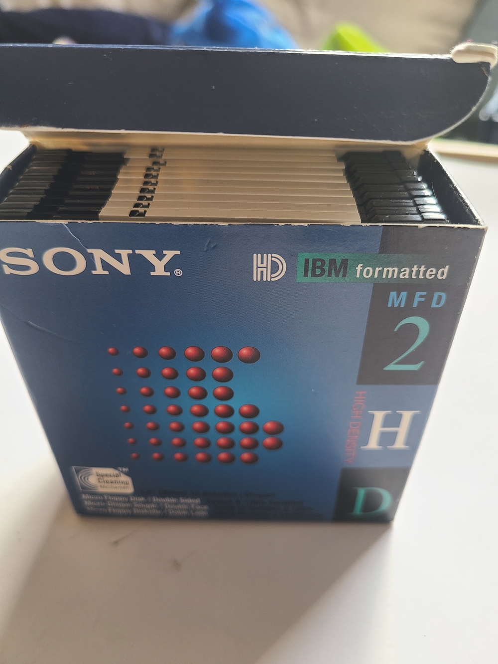 10 Sony HD IBM Formatted MFD 2 High Density Disks - Blue Box